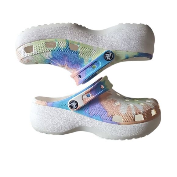 Crocs Classic Platform Clogs Pastel Tie Dye Sz 7 Outdoor Beach Summer Festival - Picture 3 of 13